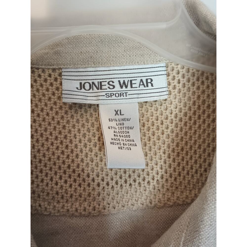 Vtg Jones Wear Womens Linen Chore Jacket XL Beige Minimalist Lagom Coastal - Picture 6 of 9